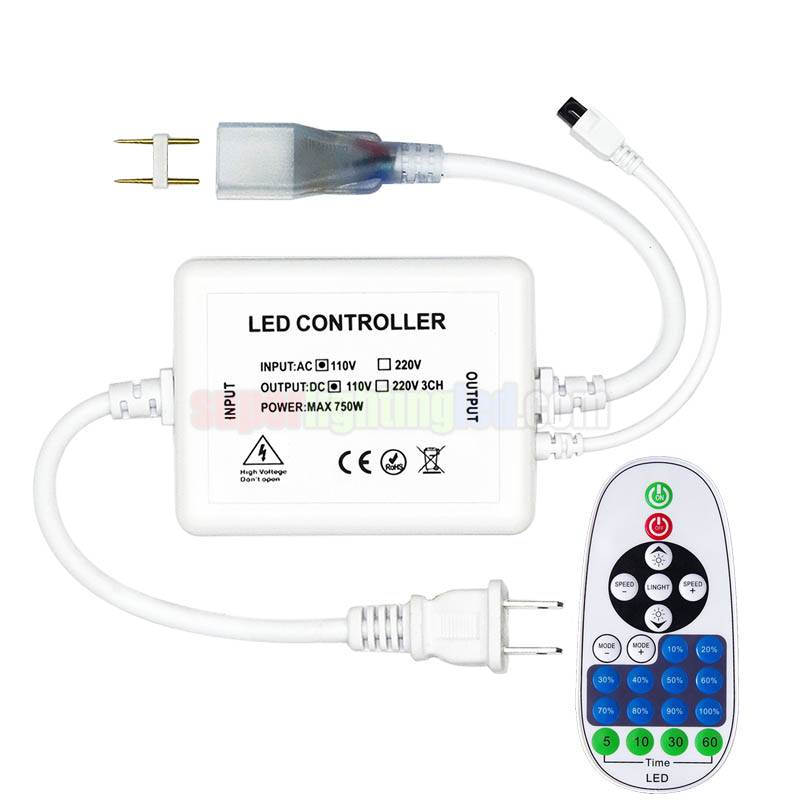 AC110-220V 750W, RF 23Keys LED Dimmer Controller, Road lighting, Bridge Lighting, Connect 110V 220V High Voltage Single Color LED Strip, LED Neon Flex Rope Light